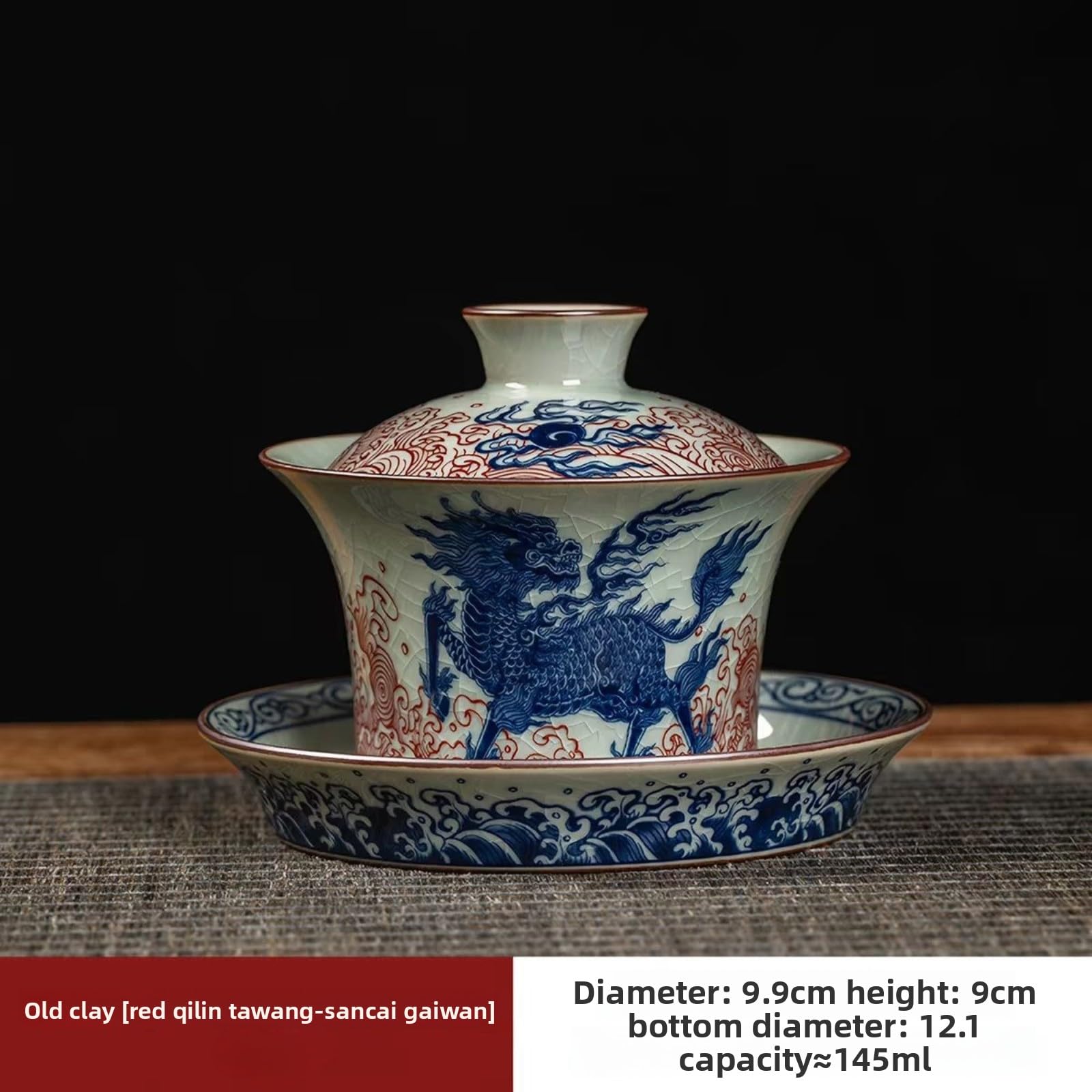 Ceramiczny ręcznie rysowany Gaiwan, 145 ml, chiński styl antyczny zestaw do herbaty Kung Fu odporna na ciepło miska do herbaty