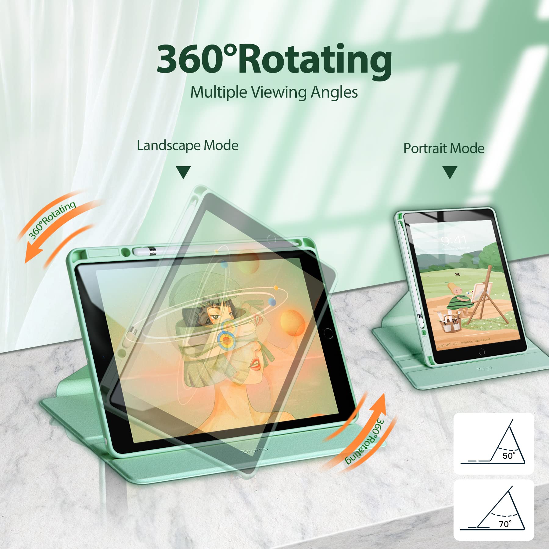 FANSONG Custodia Per IPad 9/8/7 (10.2", 2021/2020/2019) Cover - Foto 4