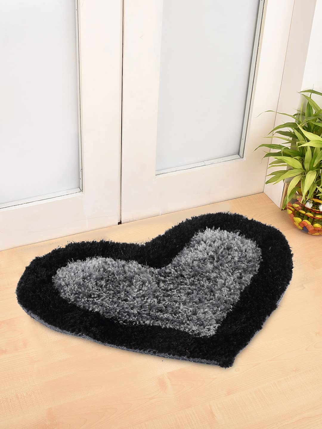 FABINALIV Solid Black Polyester Small Size Door Mat-(58 x 45 cm) (FLDM-1024-Black)