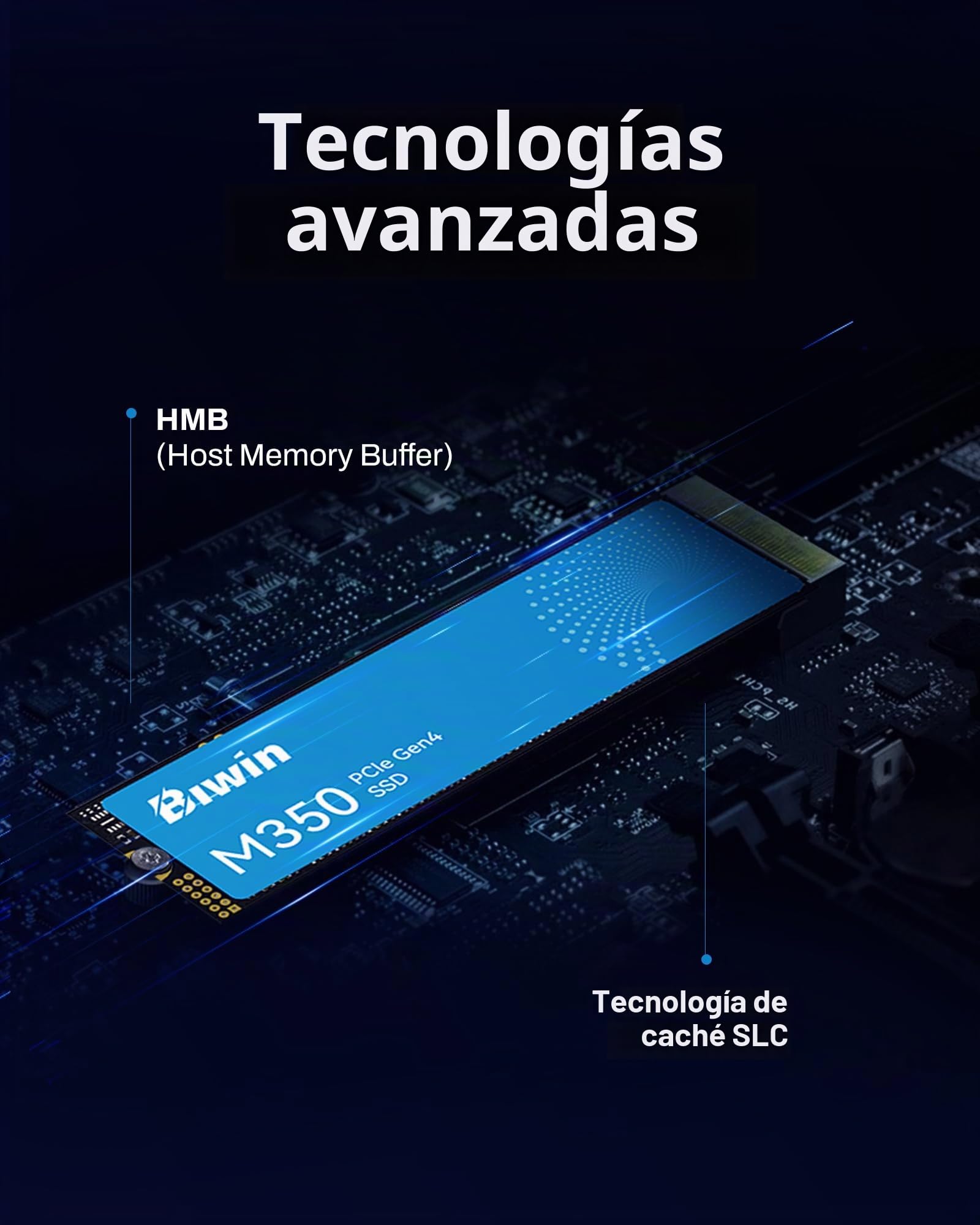 BIWIN SSD M350 de 2 TB, SSD PCIe 4.0 NVMe M.2, hasta 6.000 MB/s, gestión térmica de grafeno y HMB, unidad de estado sólido de interfaz PCIe Gen4x4, compatible con computadoras de escritorio, laptop