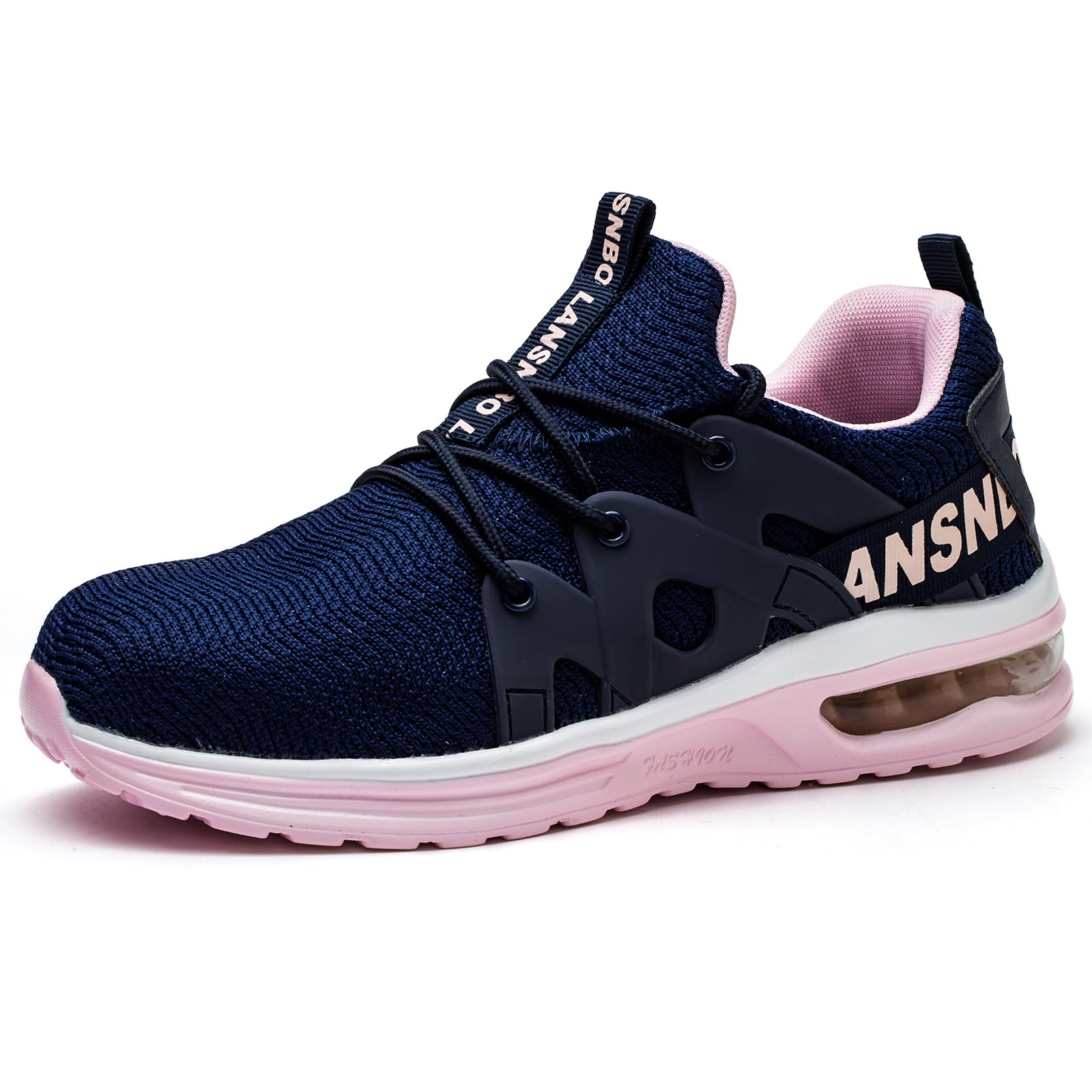 LANSNBO Steel Toe Shoes for Women Indestructible Safety Work Shoes Air Cushion Lightweight Breathable Utility Sneakers Puncture-Proof Slip-Resistant Composite Toe Footwear?Zi Fen 39.5 Purple,Pink