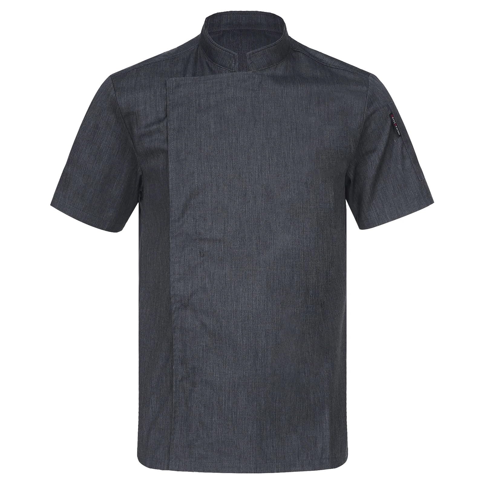 Chaquetilla Cocinero Chaqueta de Chef Transpirable Unisex for Hombre y Mujer, Abrigo de Manga Corta for Trabajo de Cantina, Uniforme de Trabajo for Hotel y Restaurante(Dark Gray,L)