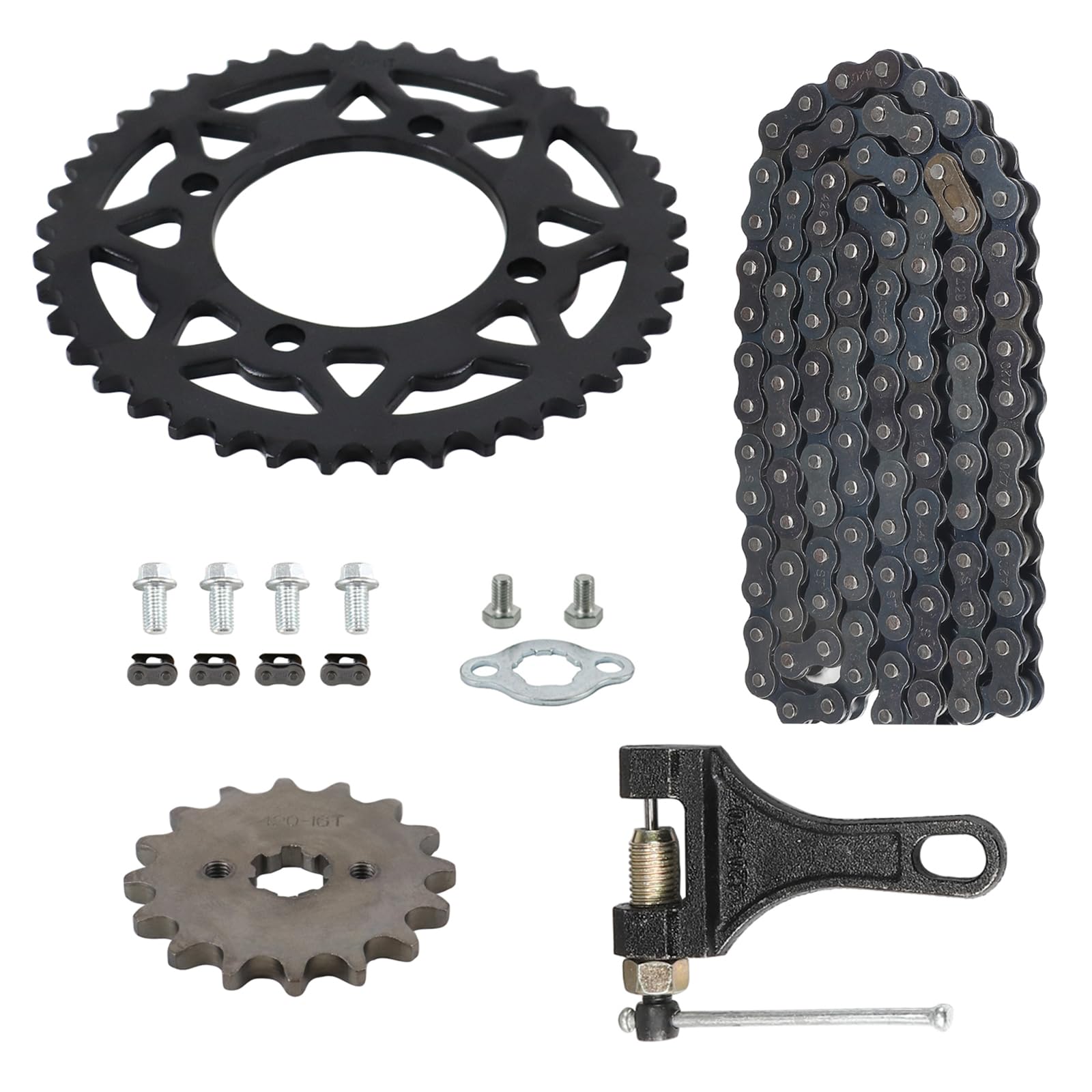 420 Chain 41 Tooth Rear Sprocket 76mm Front 16 Toothe 17mm with Chain Breaker for Chinese 50 70 90 110 125cc SSR CRF50 CRF70 XR50 Mini Bike ATV Go Kart Taotao Coolster Pit Dirt Bike