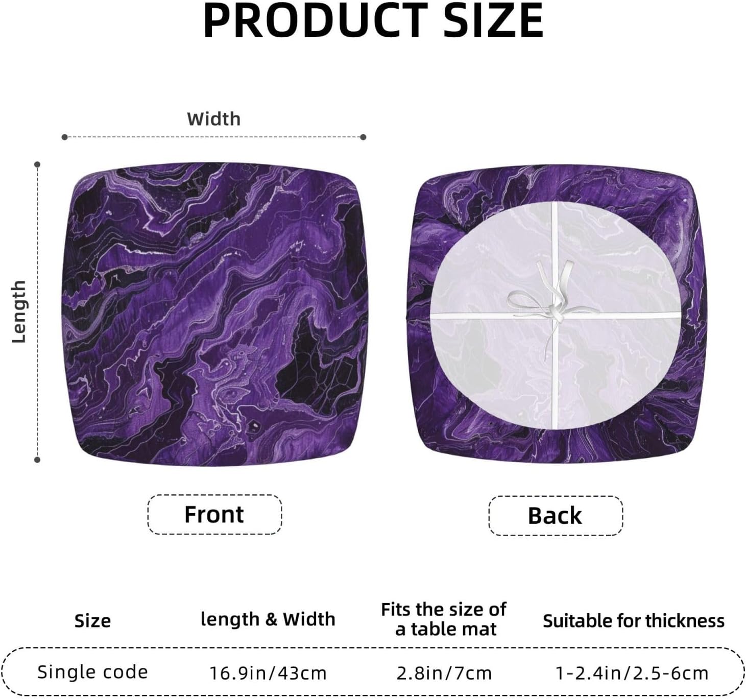 Dark Texture Marble Print Square Cushion Covers 6 Pcs Set Elastic Non-Slip Seat Cushion Slipcovers Pet Furniture Protectors for Chair, Sofa