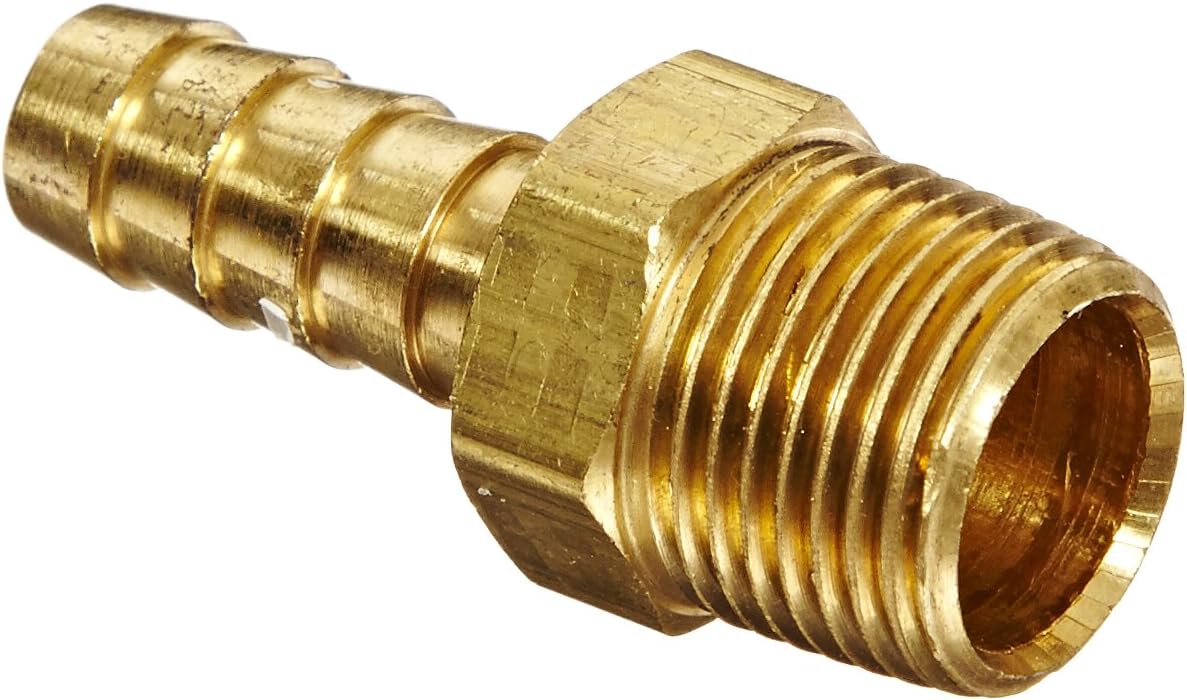 Anderson Metals 57001 Brass Hose Fitting, Adapter, 3/8" Barb x 3/8" NPT Male Pipe