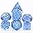 UDIXI Polyhedral DND Dice Set, 7die Resin DND Dice Set for D&D RPG and Board Games (Blue with Silver Numbers)