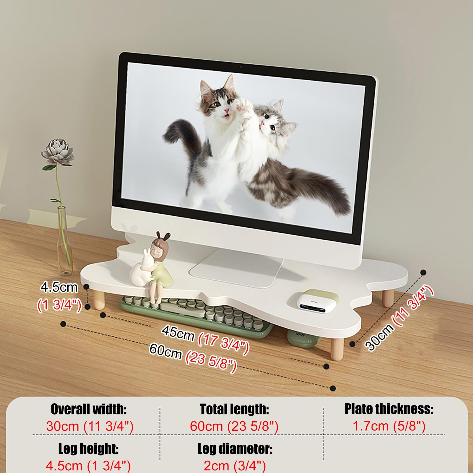 Narożny stojak na monitor, uroczy organizer na biurko z szufladami, podstawka pod monitor, stojak na laptopa do biura i domu z funkcją organizacyjną, półka na monitor w celu zmniejszenia obciążenia