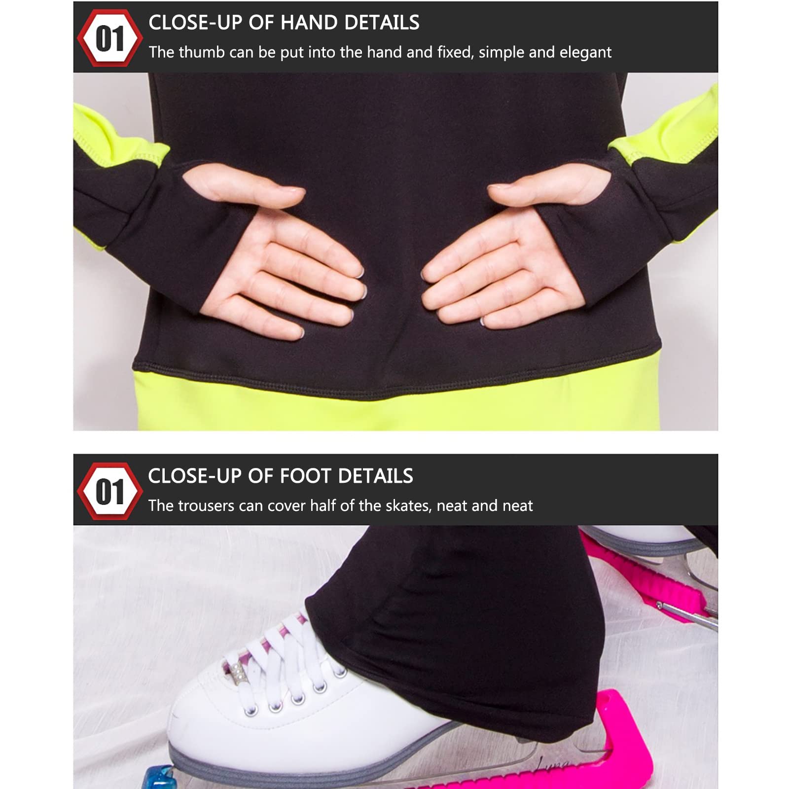 Tute da allenamento per pantaloni da pattinaggio artistico su ghiaccio con stamp