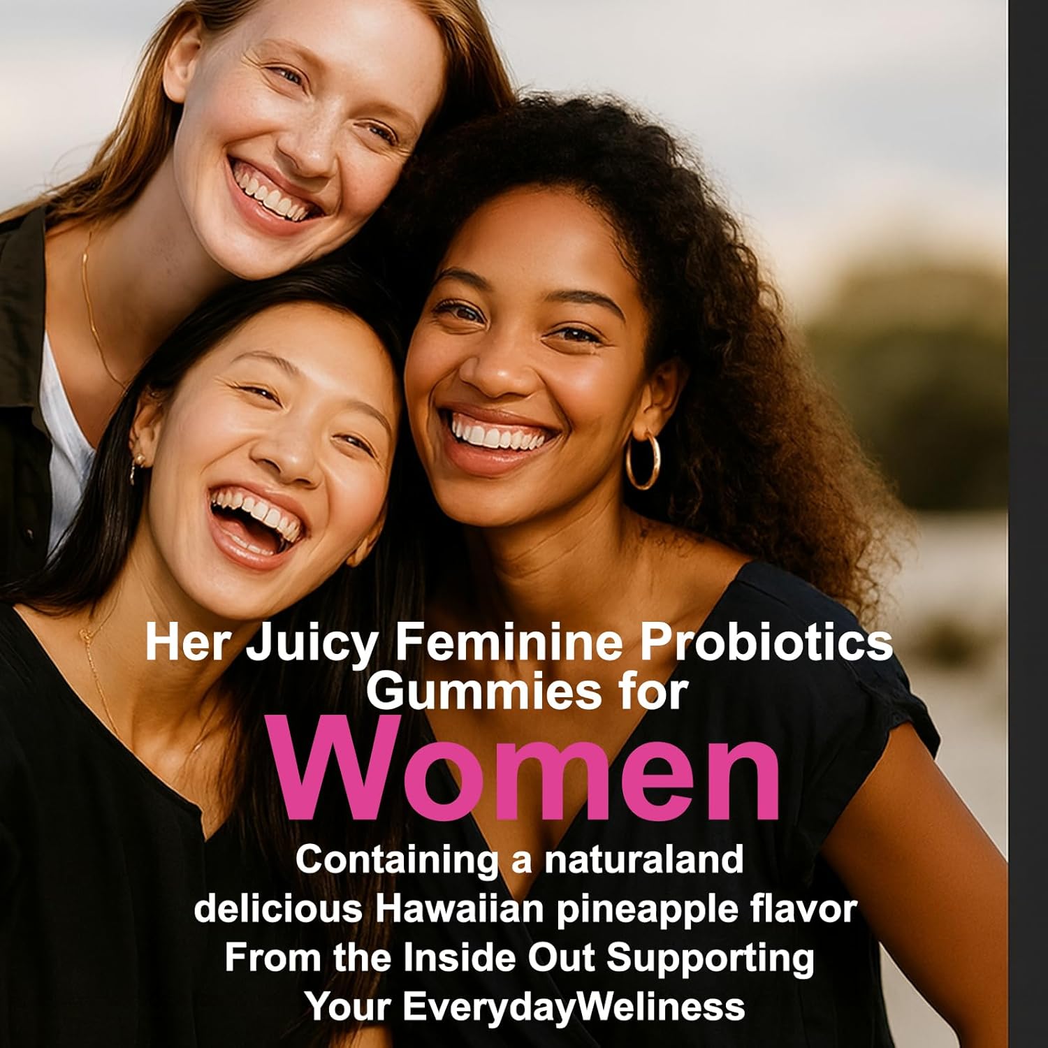 Her Juicy Women's Probiotic Gummies: Supports Women’s Wellness & pH Balance, Clean Vegan, Pineapple Flavor, Prebiotics & Lactobacillus Blend, with Slippery Elm, Gut Health & Immune Defense, 60 Gummies - Image 5