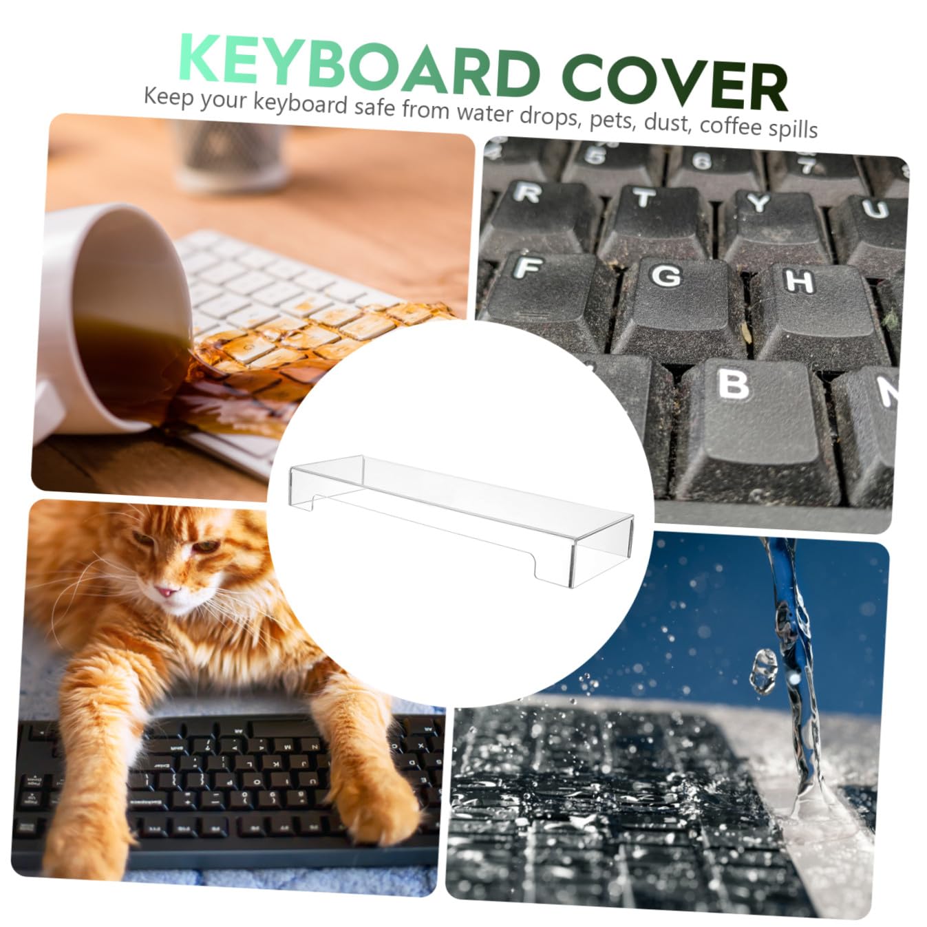 Cubierta Protectora Funda Resistente para Teclado de Acrílico Transparente Protección contra Polvo y Agua para Teclado de Escritorio Hogar