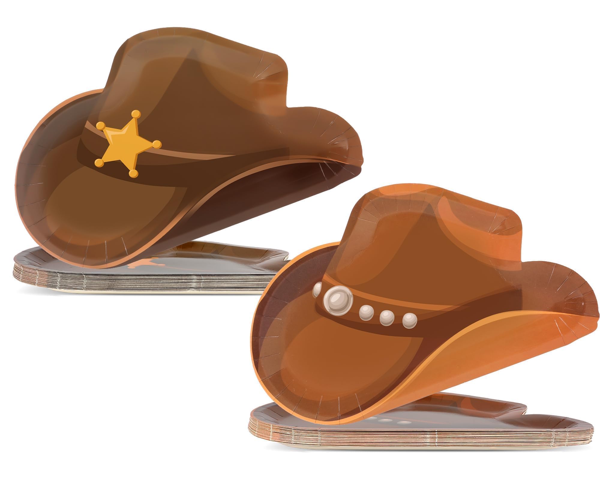 50Pcs Cowboy Paper Plates Western Cowboy Hat Plates Wild West Theme Birthday Decorations Cowgirl Party Hat Dessert Plates Cowboy Rodeo Disposable