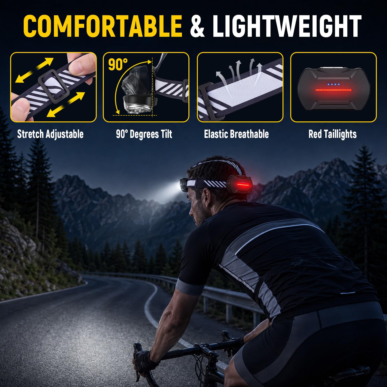 MIOISY Lot de 2 lampes frontales LED rechargeables, super lumineuses