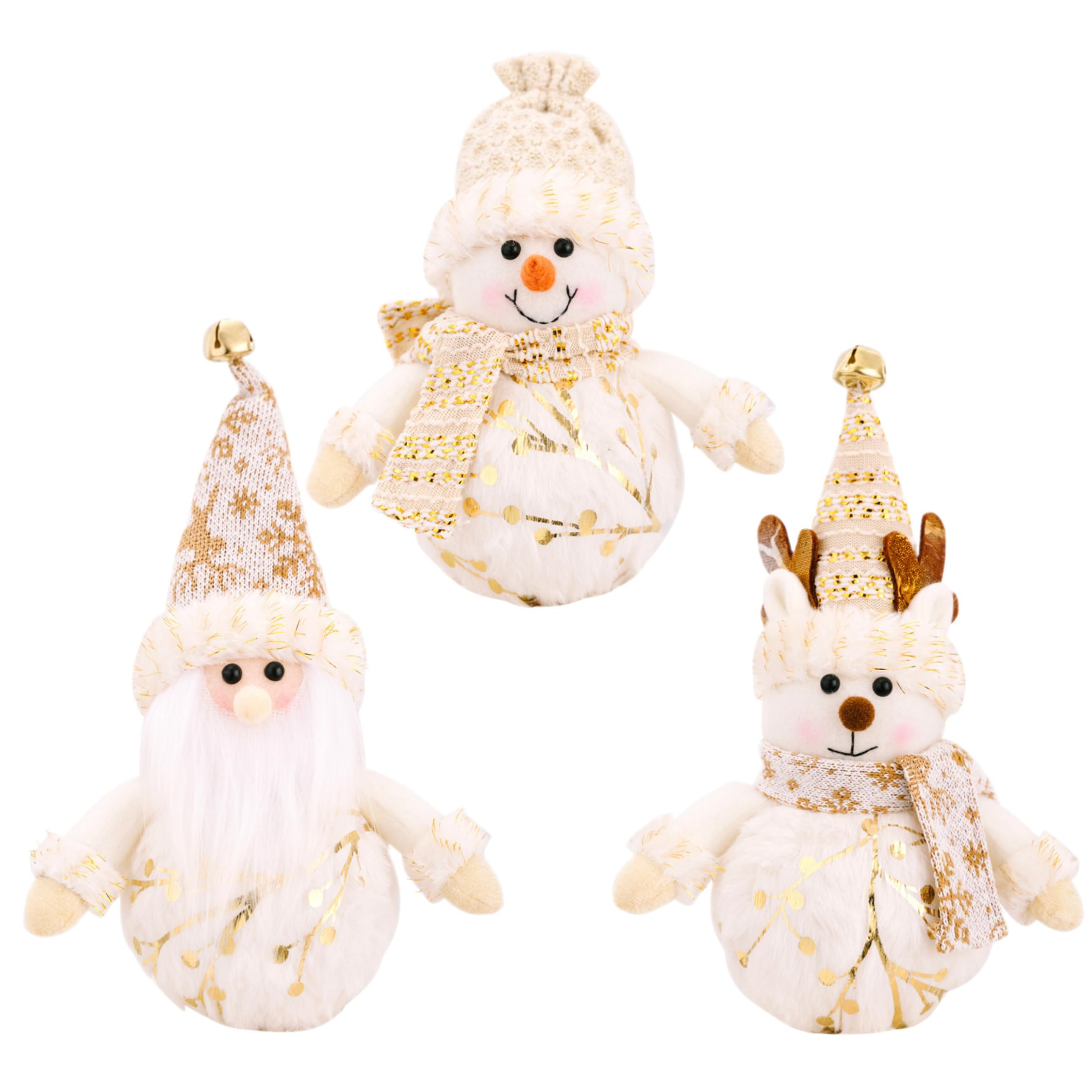 3 figurine natalizie illuminate con Babbo Natale, pupazzo di neve e renne