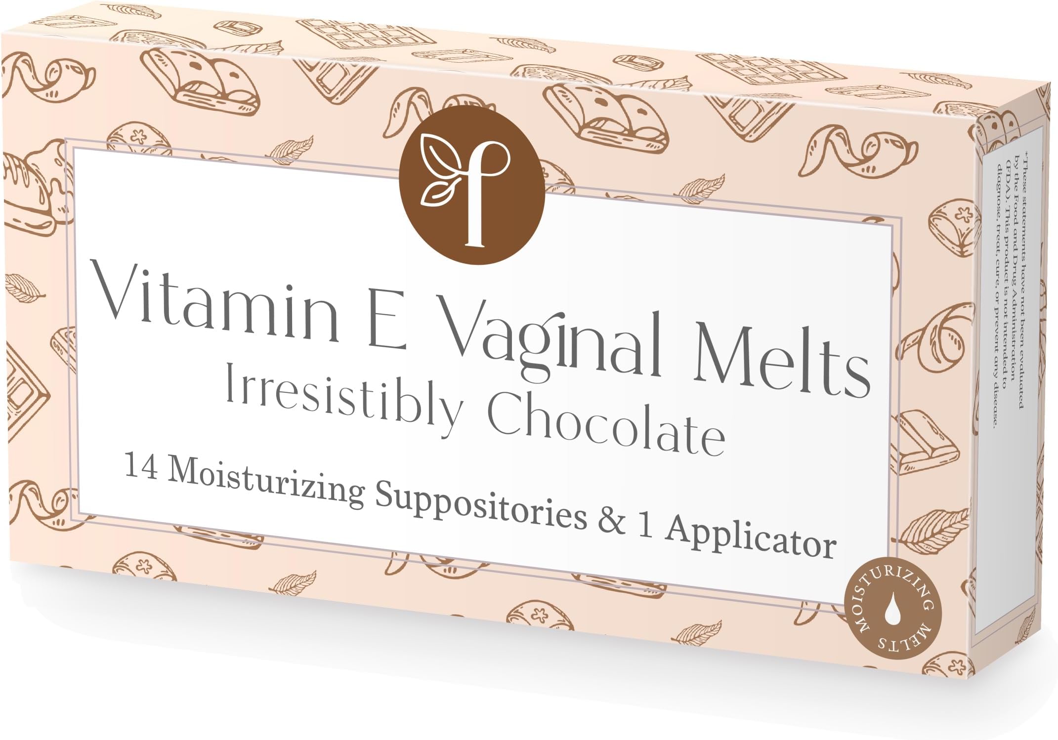 Indulgent Chocolate Vaginal Moisturizing Suppository Melts – 14 Individually Sealed Suppositories + 1 applicator