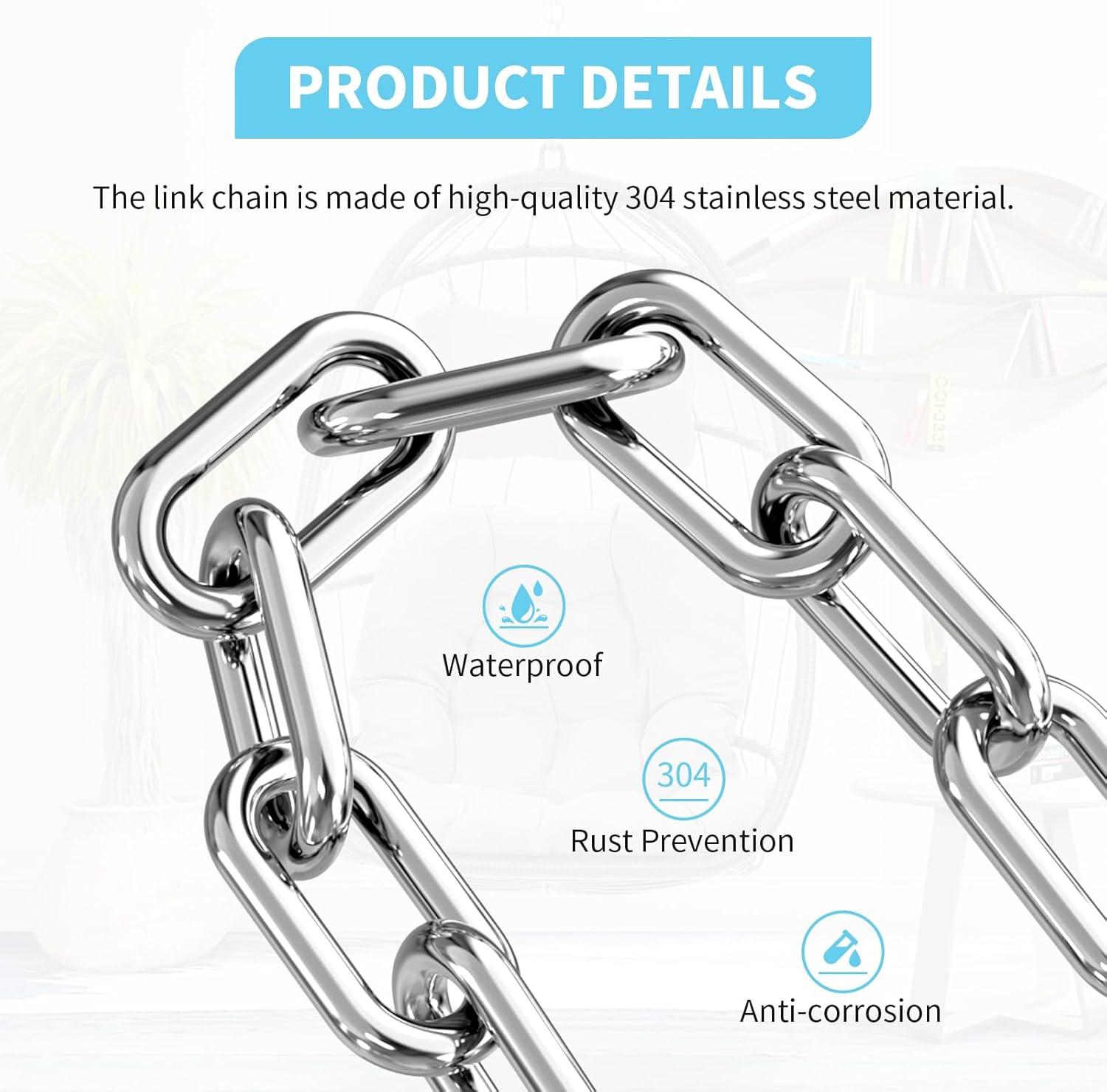 Hammock Hanging Kit with Swing Chain, Morzejar Stainless Steel 1000lb Heavy Duty Capacity Hammock Hooks, Morzejar 360° Swivel Hanging Kit for Trapeze, Yoga, Boxing Bag, Hammock Chair, Porch, Gym