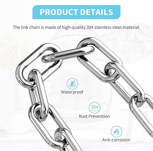 Miniatura 3 de Morzejar - Kit para colgar hamaca con cadena de columpio, ganchos de hamaca de acero inoxidable de 1000 libras de capacidad resistente, kit colgante