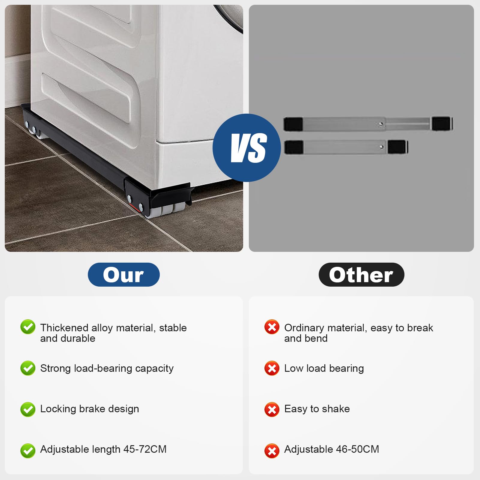 Appliance Rollers, Furniture Washing Machine Dolly, Extendable Appliance Rollers