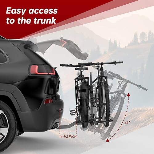 Miniatura 4 de Portabicicletas para coche y SUV, enganche de 2 pulgadas o camionesRV  Portabicicletas de coche resistente de 160 libras, listo para bicicleta