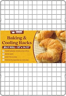 Cooling Rack for Baking and Cooking - 10" x 14.75" Stainless Steel Wire Rack - Heavy Duty Cooling Rack for Oven- Perfect for Jelly Roll Sheet & Cookie Pan, Grilling, Roasting, Dishwasher Safe
