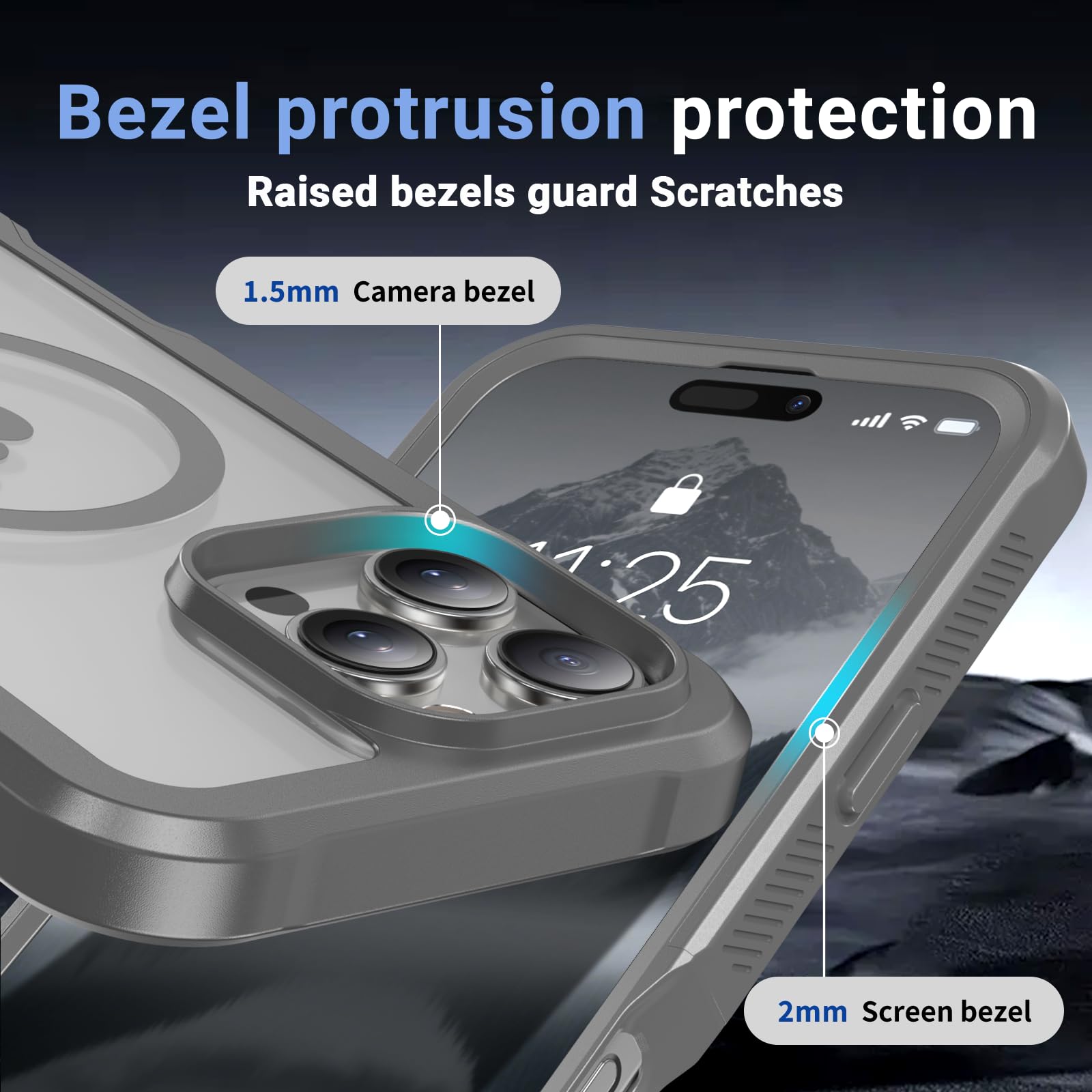 Magnetic for iPhone 16 Pro Max Case, [Compatible with MagSafe][Military Grade Drop Protection][Heavy Duty Protection][Non-Slip][Shockproof] 2-Layer Durable Bumper Phone Case 6.9''-Gray