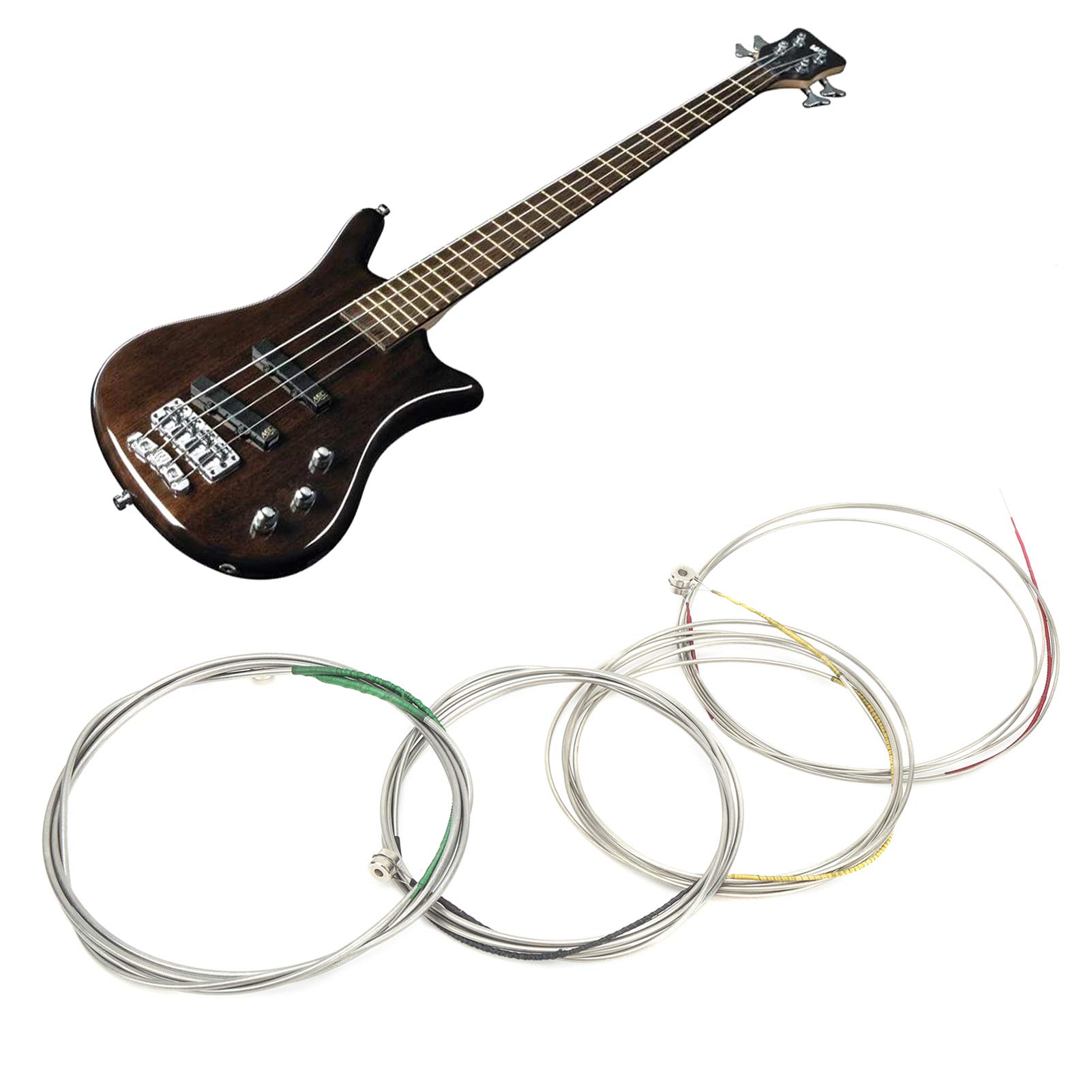 Bass Saiten, Edelstahllegierung Vernickelte Gitarrensaiten BD600 4 Stk Kreuzwicklung für E Bass Zubehör Ersatzteile