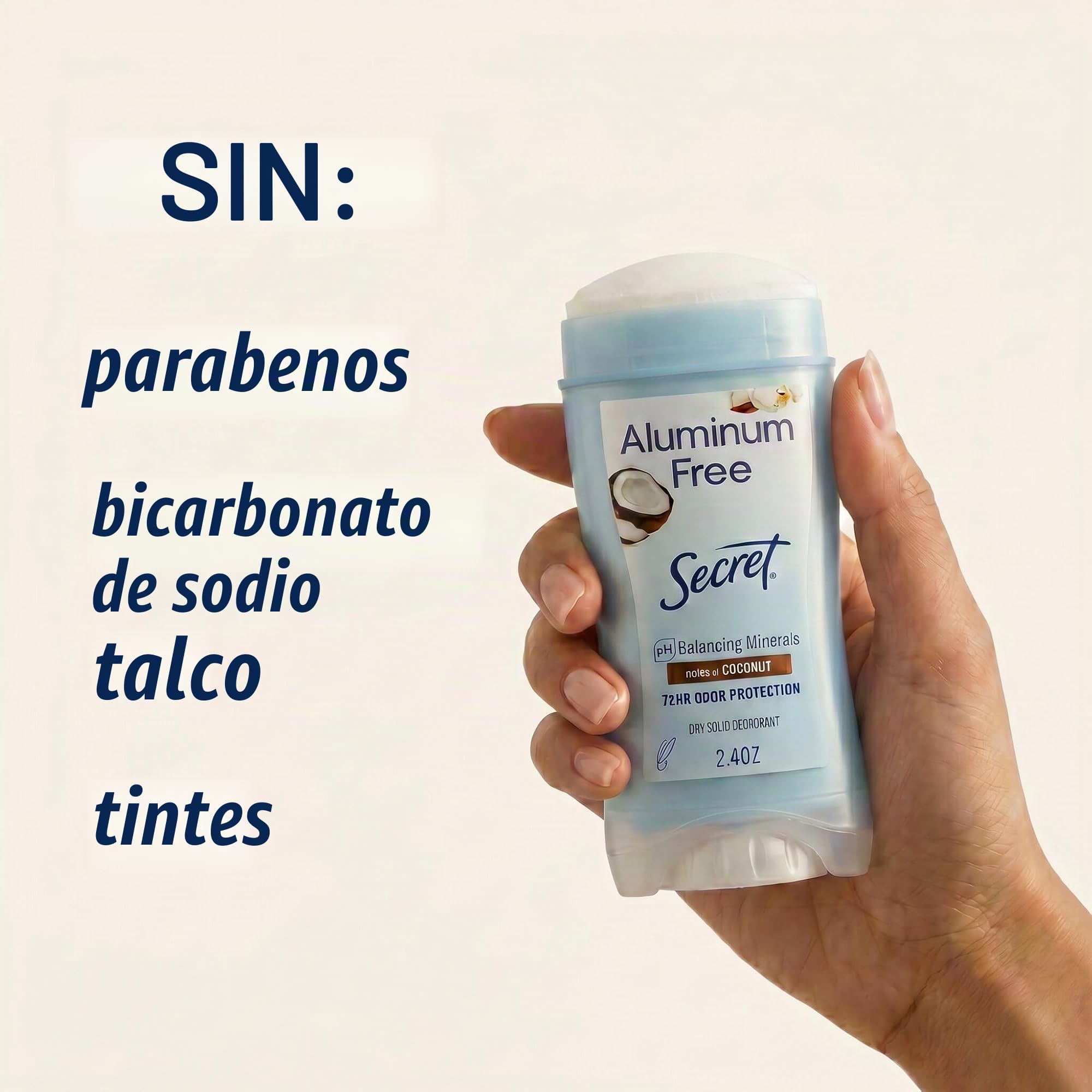 Secret Aluminum Free - Desodorante de coco para mujer, 60 g