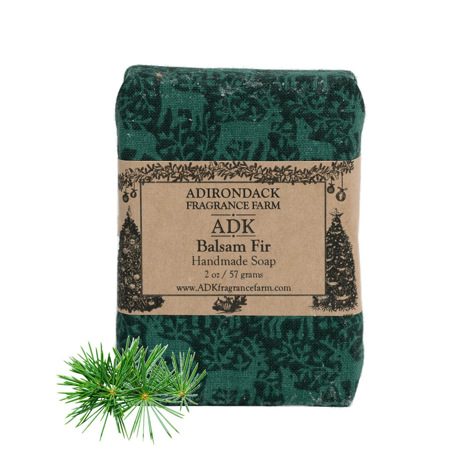 ADK Balsam Fir All Natural Soap Bar 2oz., Handmade Vegan Olive Oil Body Soap for Dry and Sensitive Skin, Moisturising for Men, Women & Babies, Produced in the USA
