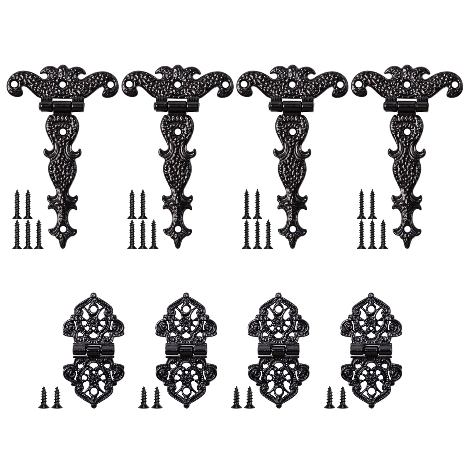 8 Cerniere Decorative Vintage Nere Per Mobili - Stile Anticato Con Viti, 2 Modelli T Per Armadi E Porte - Foto 5