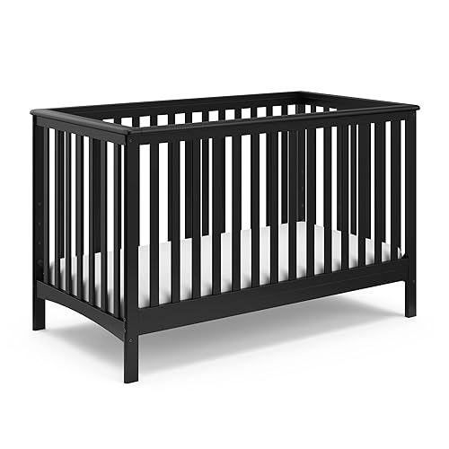 Storkcraft Hillcrest - Cuna convertible 4 en 1 negro - Se convierte en sofá cama cama para niños pequeños y cama de tamaño matrimonial se adapta a disponible en Yaxa Guatemala