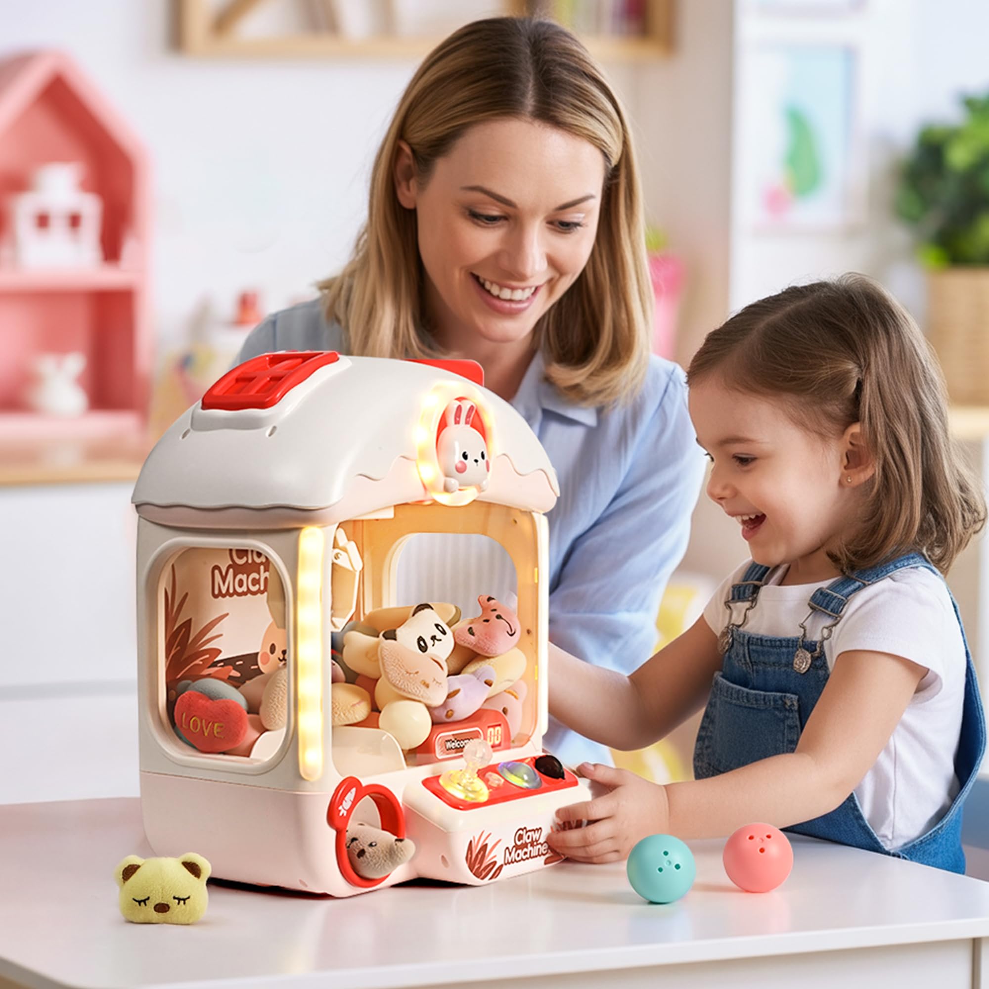 cossy Maszyna z pazurami dla dzieci, mini automat dla dzieci, słodki chwytak na urodziny, różowy