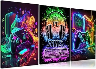 PPV 3Pcs Cool Gaming Wall Art Retro Video Gamer watercolor Posters Pictu...