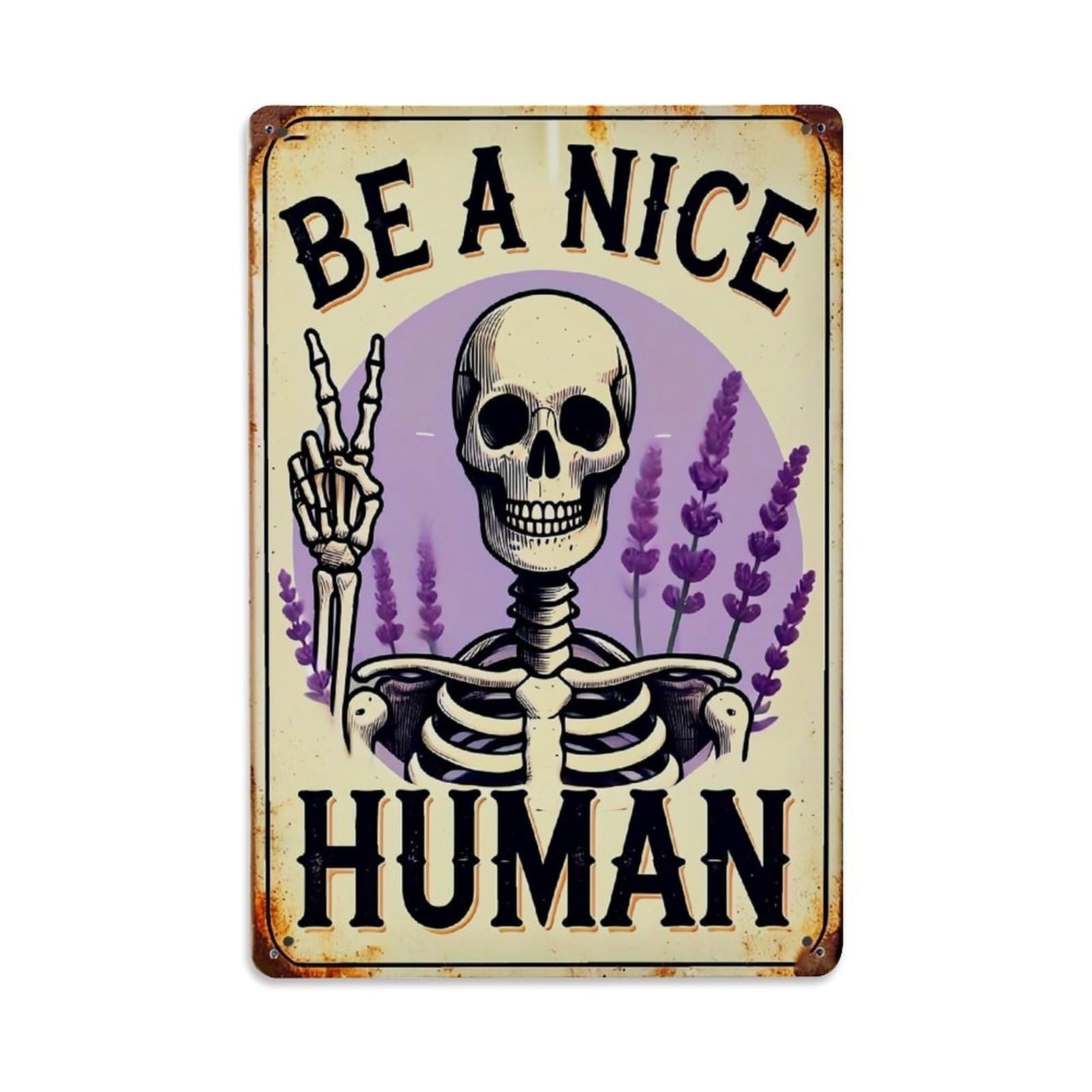 Be A Nice Human Retro Metal Tin Sign, Vintage Decor Art Poster for Bar, Home, Man Cave, Kitchen, Laundry Room Gift 8x12Inch