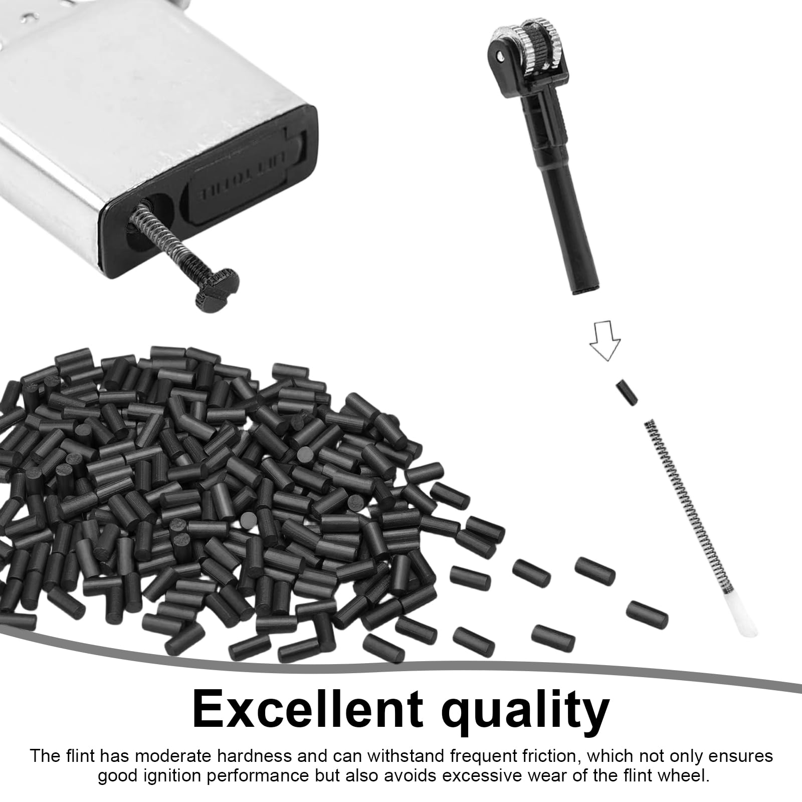 600 Piezas Pedernal Mechero con Botella de Almacenamiento, 2,2 mm Pedernales Universales para Encendedores, Negro Piedras para Mechero, para Zippo y para Clipper Encendedores