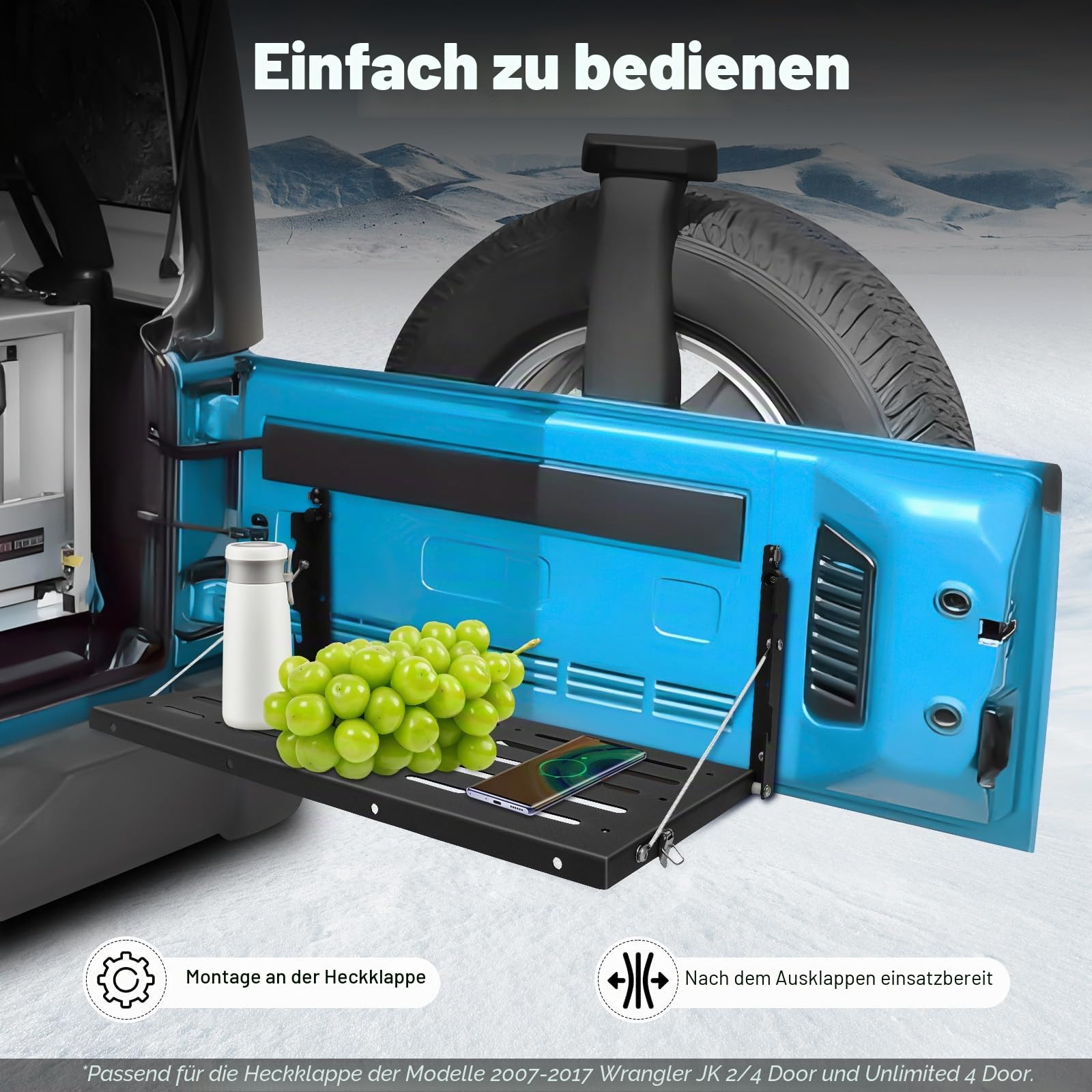Wandklapptisch für Wohnmobile, 62 x 31 cm, Wandmontierte Caravan Tische, Belastbarkeit bis zu 34kg, Heckklappentische für Wohnmobile für Picknicks im Freien