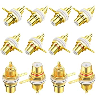 lkelyonewy Solderable RCA Panel Mount Plug Female Jacks Socket Connector Chassis Amplifier Terminal Plated Gold Adapter Coupler for Amp 6 Pairs