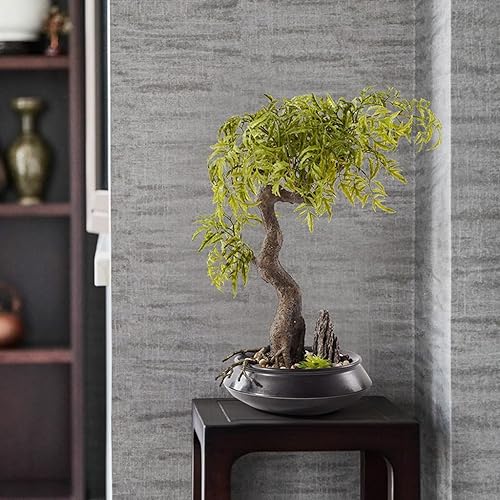 Miniatura 7 de HIHELO Artificial Bonsai Tree Artificial Bonsai Tree Decoration Office Zen Green Plant Bonsai Ceramic Pot Porch Combination Decoration 18.9 Inches