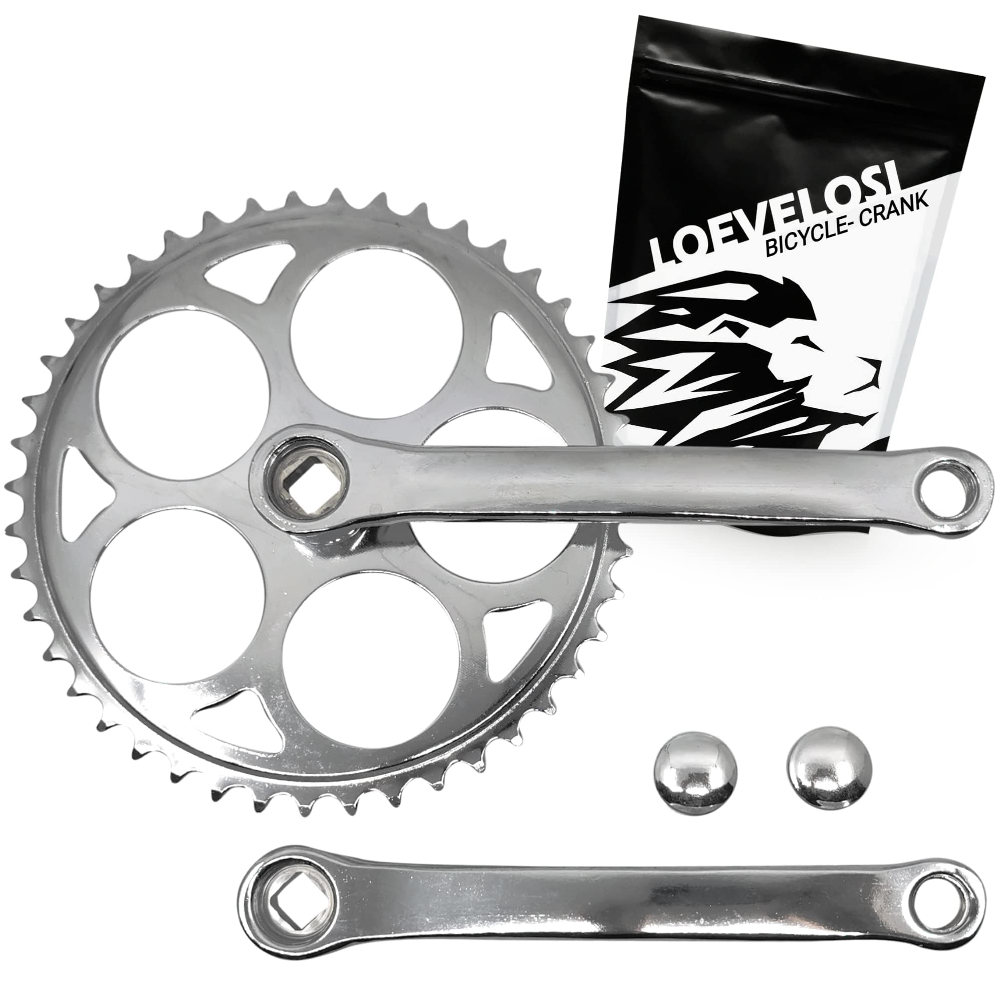1-fach Fahrrad Kurbel verstärkter Stahl Crank Set Vierkant Kurbelgarnitur 170 mm Kurbelarm für Retro & Vintage Bikes SingleSpeed Fixed Gear Fahrrad