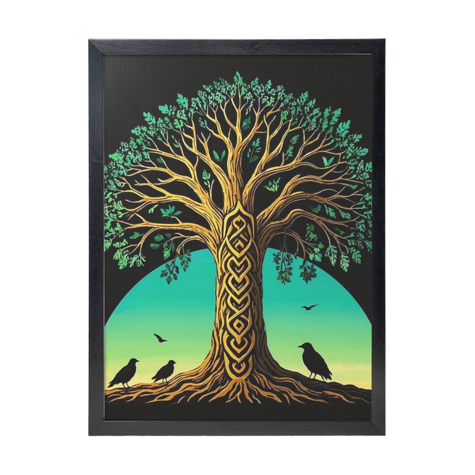 Framed Wall Art - Decorative Canvas Painting Tree of Life Dodo Art Print Pictures Poster Aesthetic Modern Prints Artwork for Bedroom Office Wall Decor Ready To Hang 12x16 in
