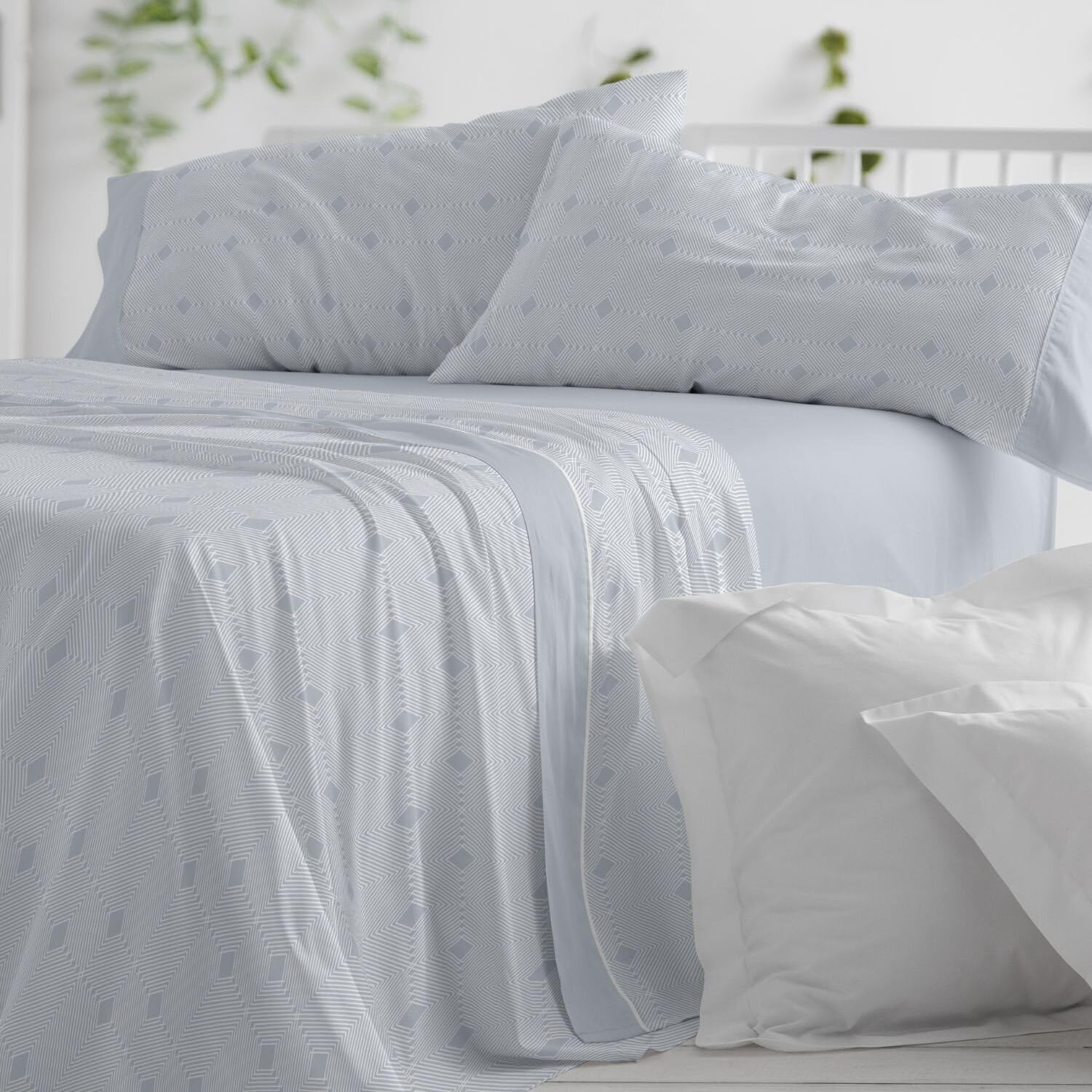 Burrito Blanco | Sábanas de Franela de algodón | Cama de 150 a 160cm. (+Medidas Disponibles) | Diseño 571 | Color Azul (150-160x190/200cm.)