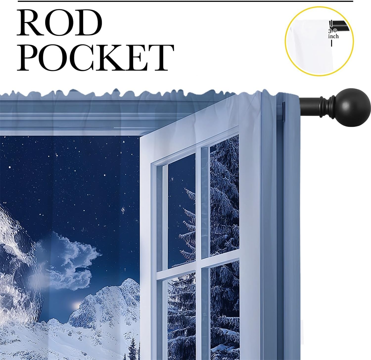 Snow Forest Wolf Boy Girls Blackout Curtains,Winter Wildlife Woodland Wolf Howling Moon Fashion Style, 2 Panel Rod Pocket Thermal Insulated Drapes for Bedroom, Living, Kids Teen Room Deco 84x63 inch