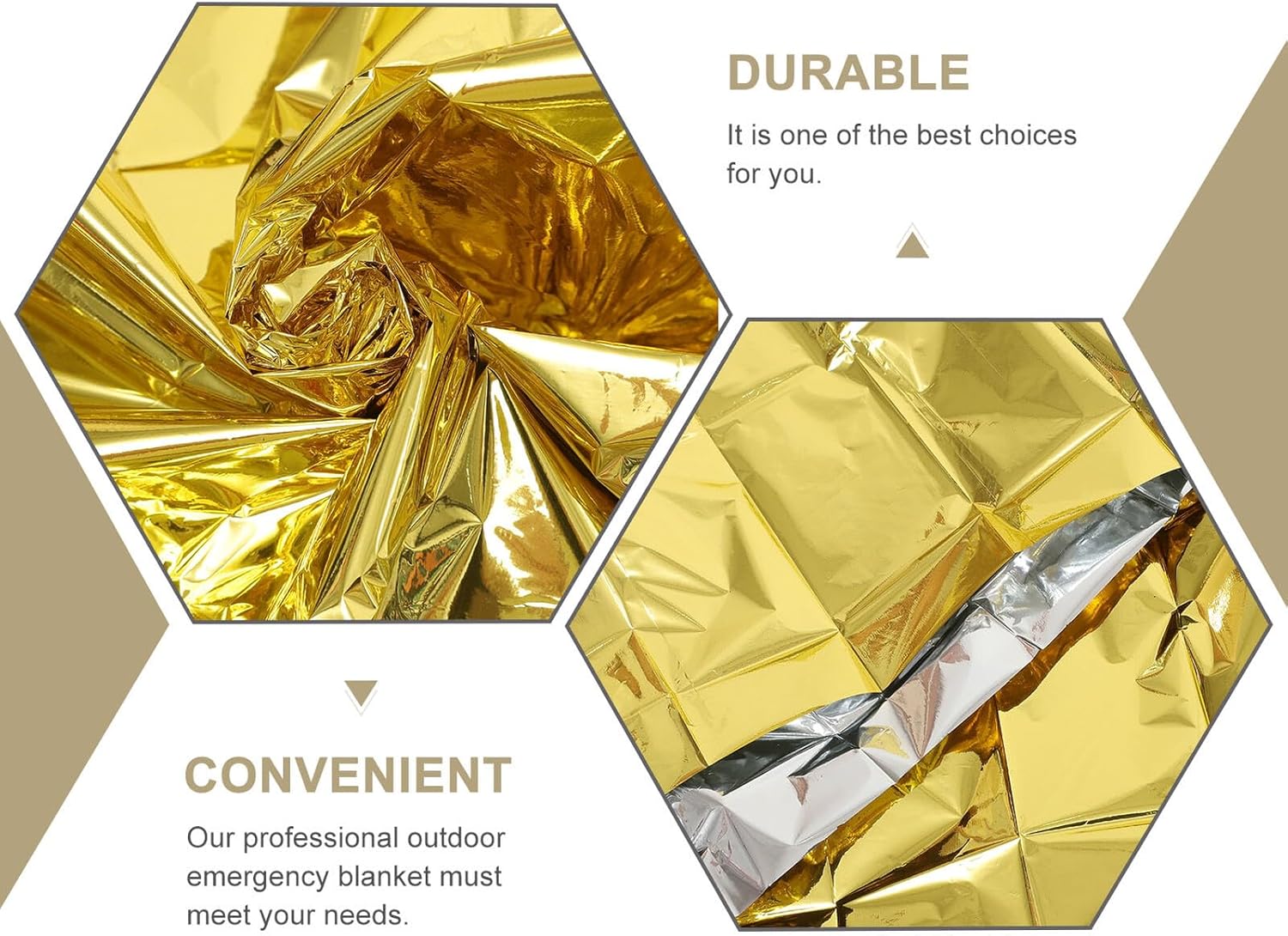 10pcs Emergency Rescuing Blanket Lightweight Thermal Survival Blankets with Gold-Silver Coating for Outdoor Camping Hiking First Aid and Inclement Weather Protection