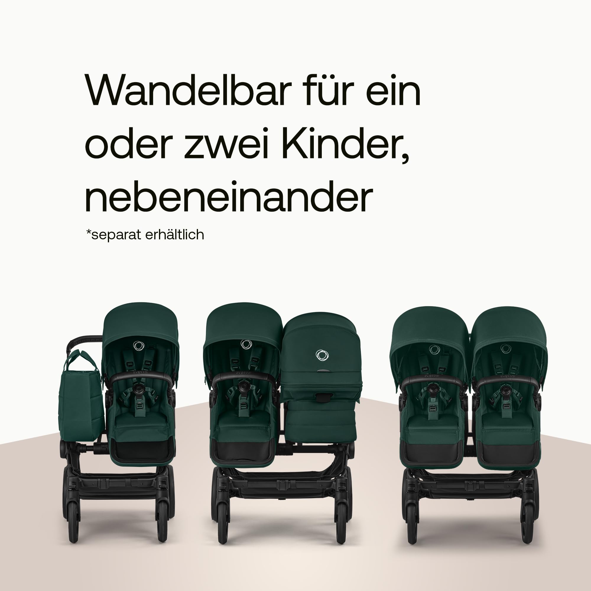 Bugaboo Donkey 6 Twin Liegewannen-Bezugsset, Zwillingskinderwagen für Neugeborene & Kleinkinder, Fern Green
