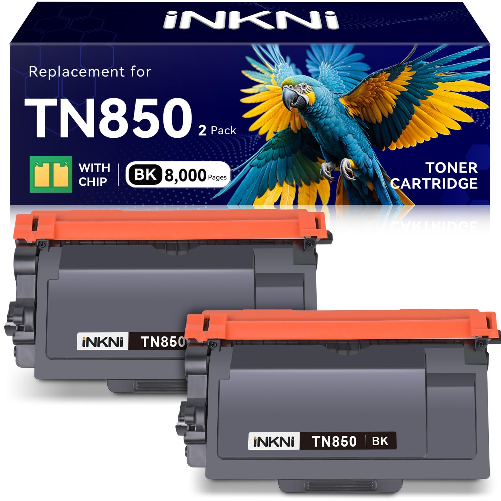 INKNI Compatible TN850 Toner Cartridge Replacement for Brother TN850 TN820 High Yield Compatible for Brother DCP-L5600DN HL L5000D HL L5200DW HL L6200DW MFC L5850DW MFC L6700DW Printer (Black, 2-Pack)