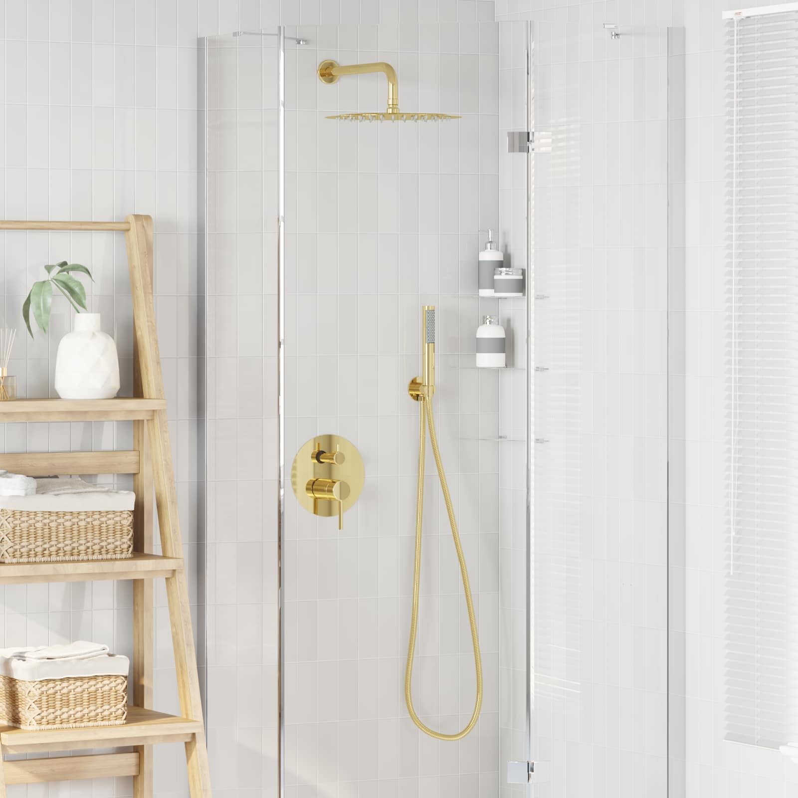 Sistema doccia da incasso con doccia a pioggia e doccetta, in acciaio inox 201, set doccia rotondo per bagno, con valvola miscelatrice