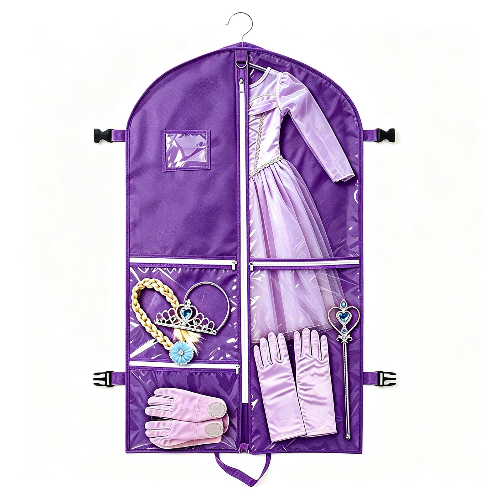 PUHTUOY Garment Bags, 1 Pack 43 Inches Purple Non-Woven Suit & Dress Bag, Dustproof & Moisture-Proof Cover, Dance Bag for Boys & Girls Lyrical Dance Costumes, Travel Competitions Storage