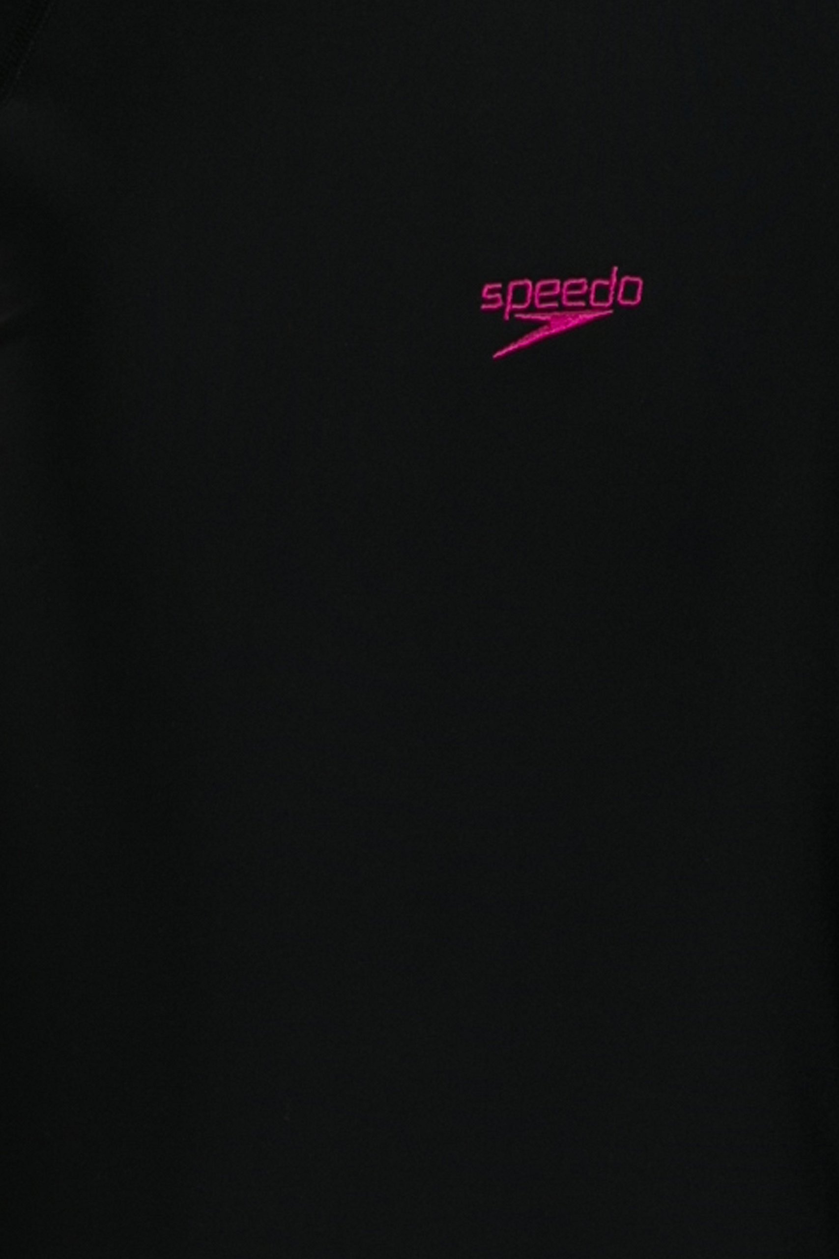 Speedo Kids Long Sleeve Suntop - Black & Electric Pink 1