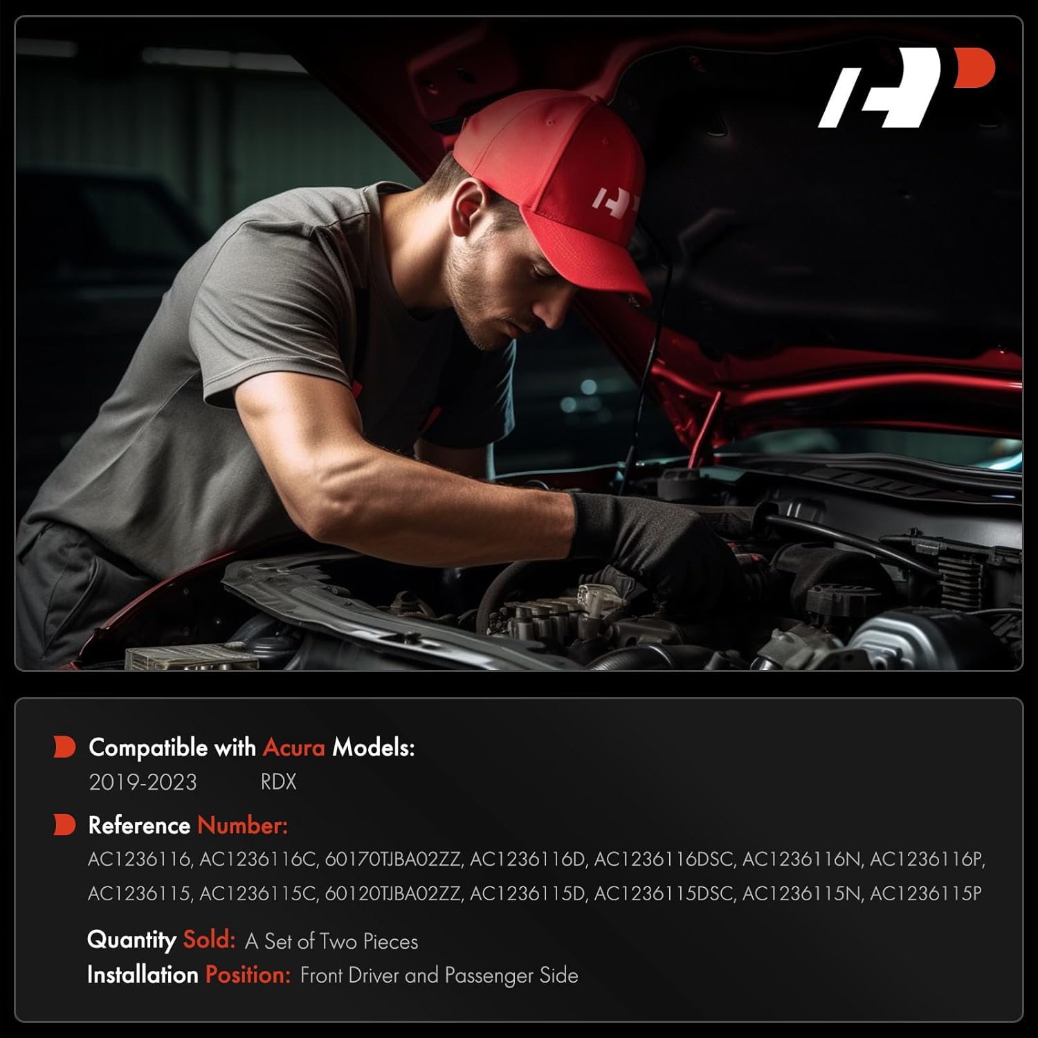 A-Premium Driver and Passenger Hood Hinges Compatible with Acura RDX 2019 2020 2021 2022 2023, Set of 2 Front Left and Right Side Hood Hinges