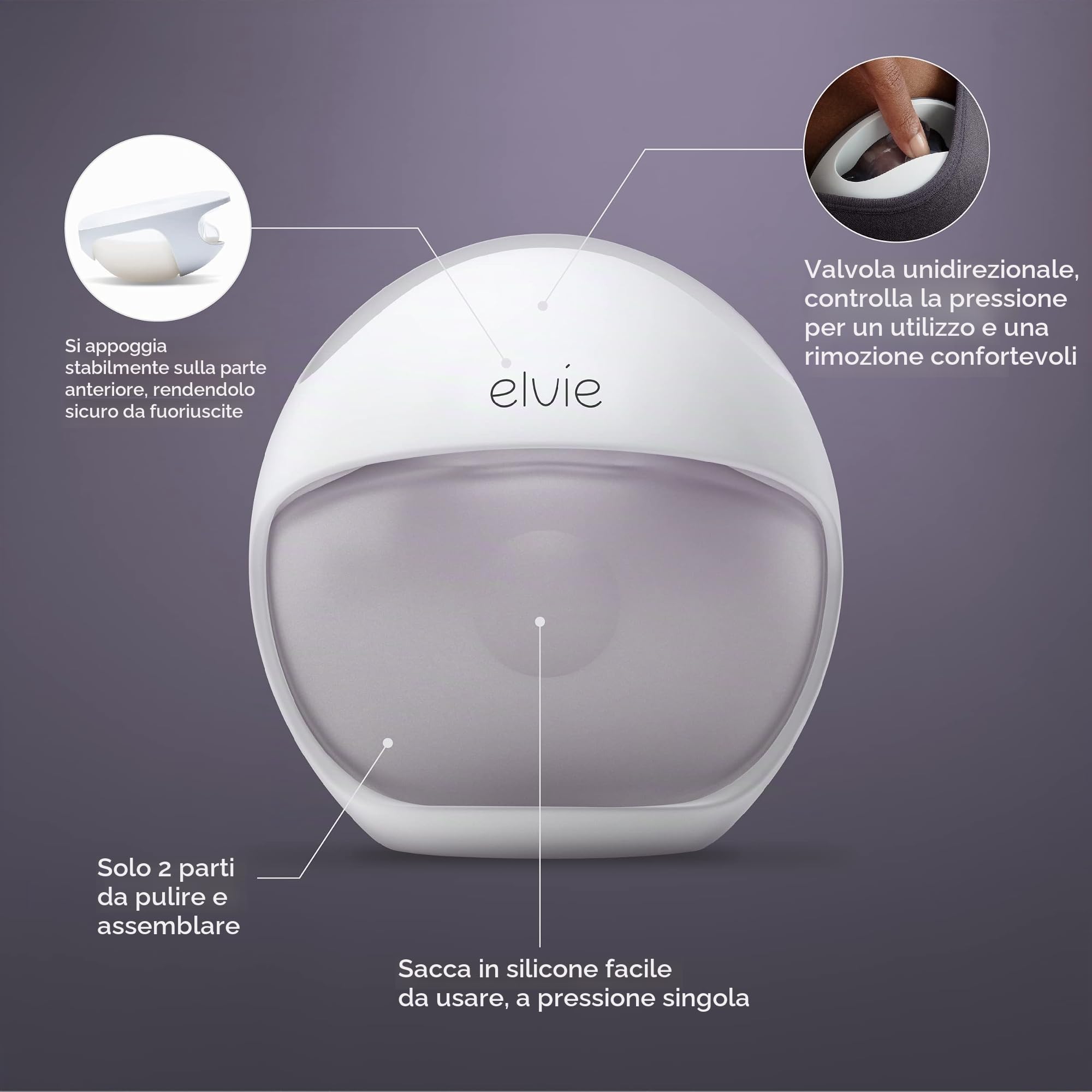 Elvie Tiralatte manuale indossabile – Elvie Curve – aspirazione naturale – mani libere, a prova di calcio, pompa portatile – in reggiseno per esprimere delicatamente durante l'allattamento o il