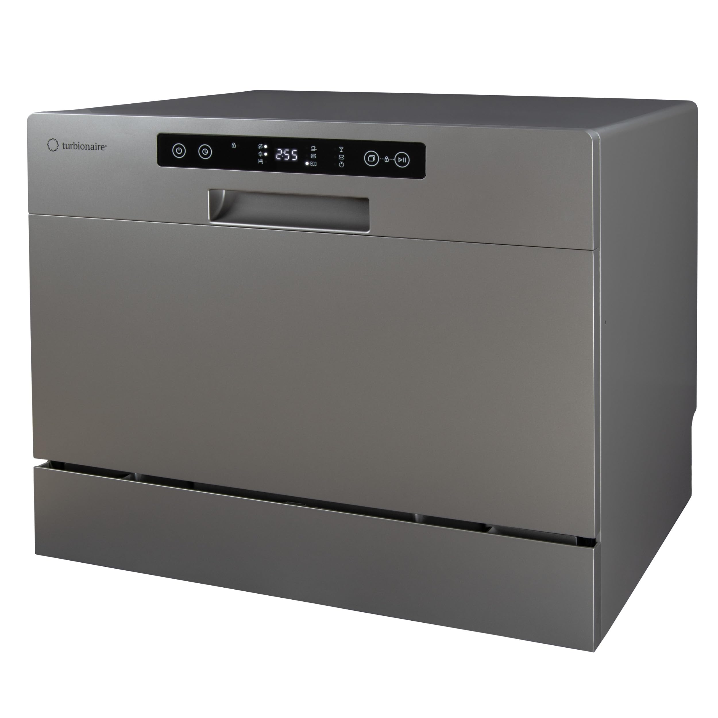 Lavavajillas compacto Turbionaire AVA 6 TPDSAVA6CTG, 6 servicios, 6 programas, modo Eco, descalcificador de agua, lavado 360°, función Restart, 55 cm, Gris
