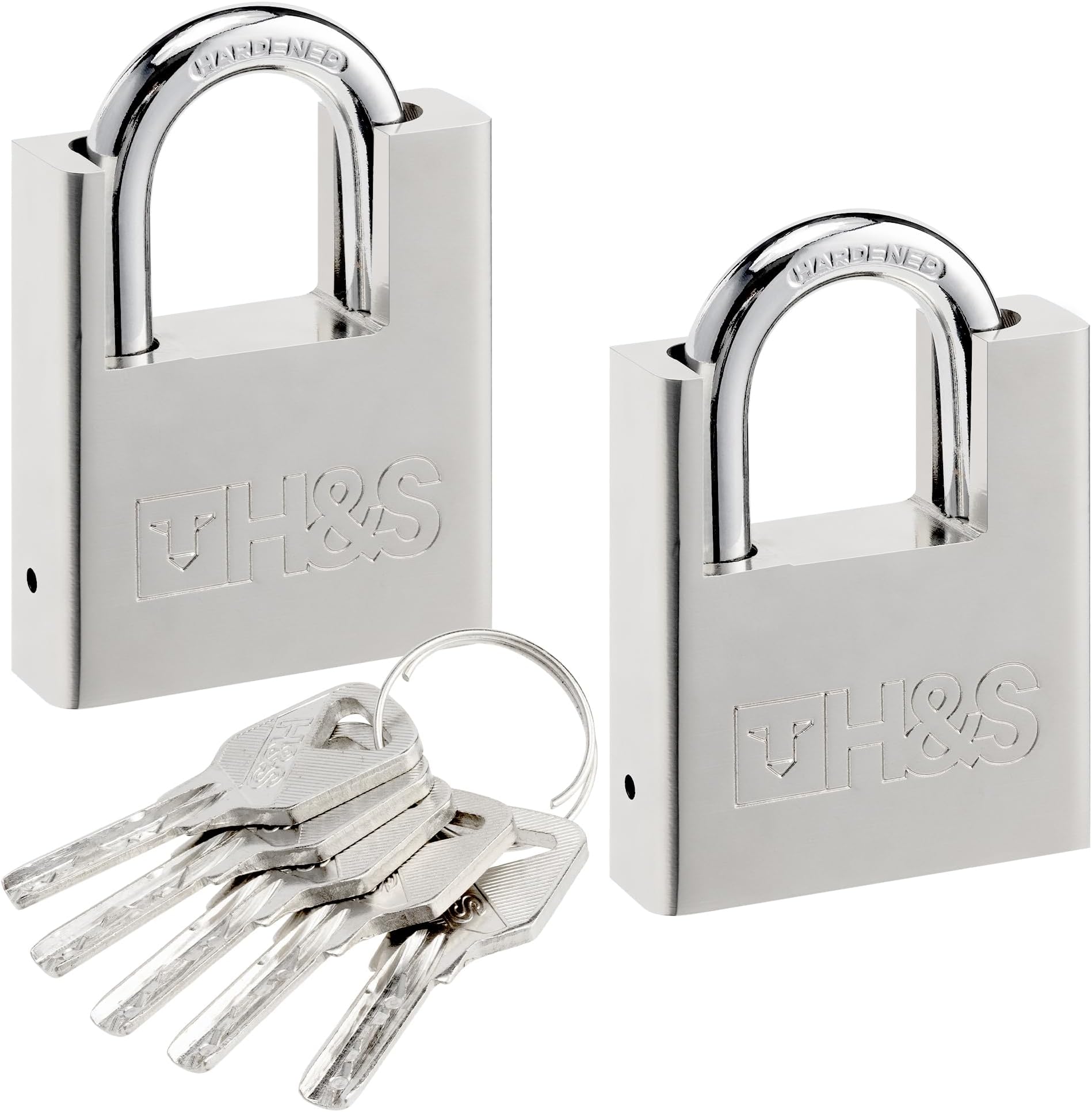 H&S High Security Padlock with Key - 2 Pack - 2.4" (60mm) Pad Locks & 5 Keys - Heavy Duty Storage Unit Locker for Indoor & Outdoor - Locks with Keys
